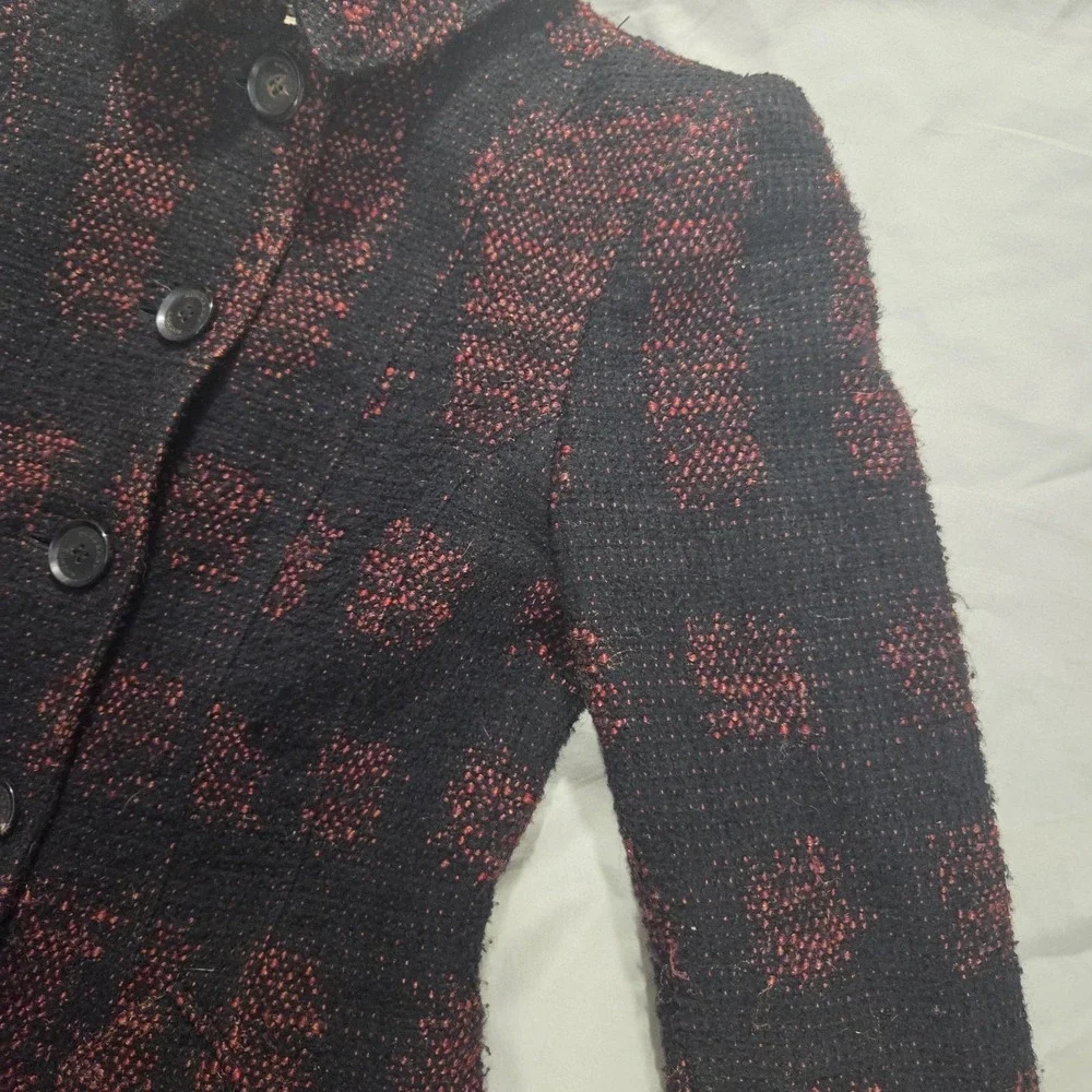 Burberry Check Coat Fitted Prorsum Burgundy Black Ladies Size US 2 / UK 4 *READ* - Picture 5 of 16